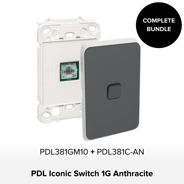 Bundle - PDL Iconic Switch, 1 Gang - Anthracite
